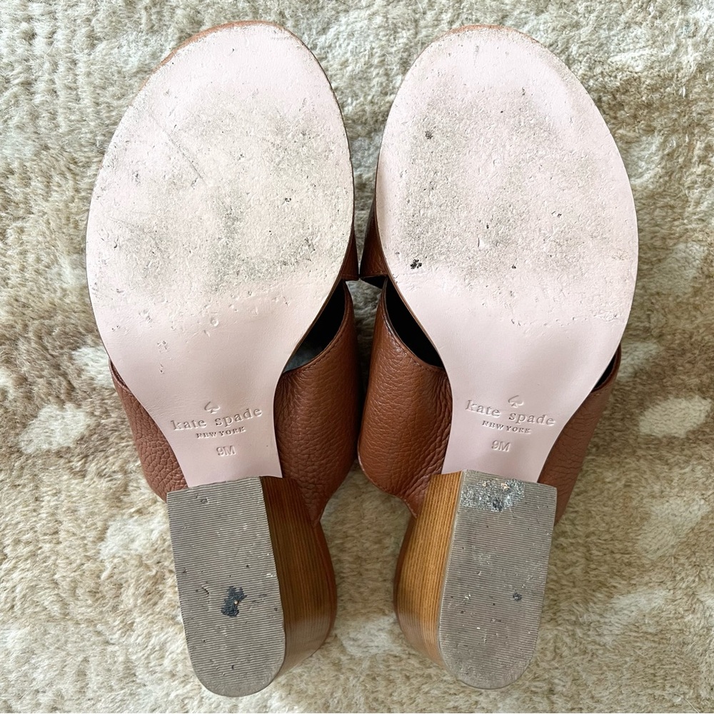 Kate Spade New York Felda Brown Leather Crisscross Mule Sandal Size 9m - Picture 8 of 12